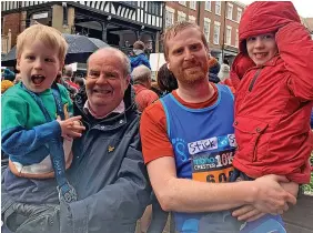  ?? ?? ● Martyn Gilmore, father of Alex, aged three, and his brother Russell with grandad following the Chester 10k