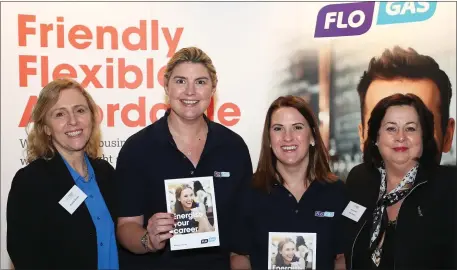  ??  ?? Brenda Rowley and Irene McKeown from Drogheda Chamber with Michelle Arkins and Jenny Maher from Flogas at the M1 Skillnet Commuter Jobs Expo at the City North Hotel.