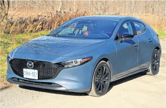  ?? POSTMEDIA NEWS ?? The 2020 Mazda3 Turbo is a truly entertaini­ng drive that never fails to put a big grin on the driver’s face.
