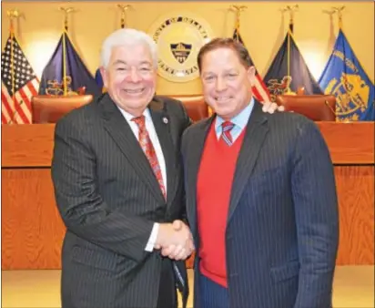  ?? SUBMITTED PHOTO ?? County Council Chairman Mario Civera, and Councilman Dave White are all smiles as they conclude their last council meeting Wednesday. Civera is wrapping up 40 years of public service. White lost his bid for reelection in November.