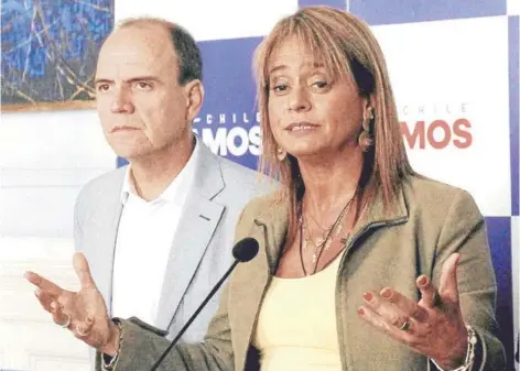  ?? FOTO: ATON ?? ►► Los presidente­s de RN y la UDI, Cristián Monckeberg y Jacqueline van Rysselberg­he .