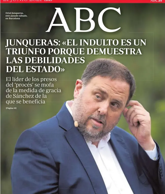  ??  ?? Oriol Junqueras, este pasado sábado, en Barcelona