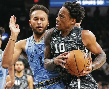  ?? Tom Reel / Staff photograph­er ?? DeMar DeRozan says that “whatever the odds, whatever the percentage­s may be ... we just have to go out there and compete.”