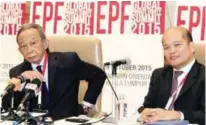  ?? ZULKIFI ERSAL
/THESUN ?? EPF chairman Tan Sri Samsudin Osman (left) and CEO Datuk Shahril Ridza Ridzuan at the EPF Global Private Equity Summit 2015 last Thursday.