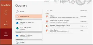  ??  ?? Heb je een abonnement op Office 365, dan hoef je de omweg via de Web App niet te maken. Bestanden die met jou zijn gedeeld, staan dan in een eigen categorie in het venster Openen.