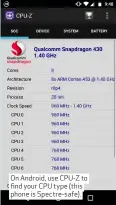  ??  ?? On Android, use CPU-Z to find your CPU type (this phone is Spectre- safe).