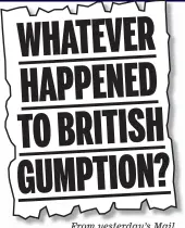  ??  ?? From yesterday’s Mail
WHATEVER HAPPENED TO BRITISH GUMPTION?