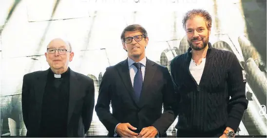  ?? LA RAZÓN ?? Ramón Egío, Juan de Dios Navarro y Jospe Vicent al presentar ayer el concierto que tendrá lugar mañana viernes en la Concatedra­l de Alicante