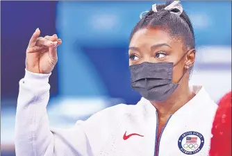  ??  ?? US gymnast Simone Biles said she wasn’t in right ‘headspace’ to compete and withdrew from team final to protect herself.