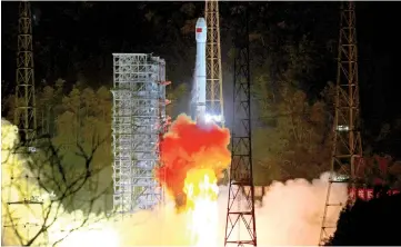  ?? — Reuters photo ?? File photo shows a Long March-3B rocket carrying Chang’e 4 lunar probe takes off from the Xichang Satellite Launch Center in Sichuan province.