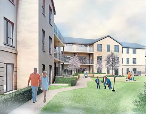  ?? ?? GREEN SPACE: A digital image of the luxury care home developmen­t in Dalgety Bay, which is due to open in 2023.