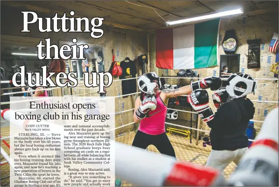  ?? (The Daily Gazette/Alex T. Paschal) ?? During a sparring session, boxing students work with one another to help enhance their skills.