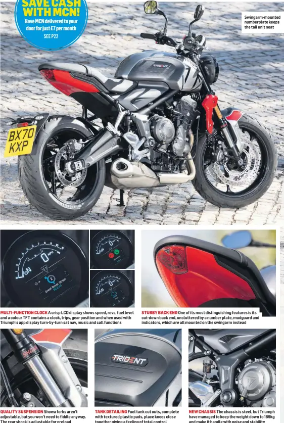  ??  ?? Swingarm-mounted numberplat­e keeps the tail unit neat