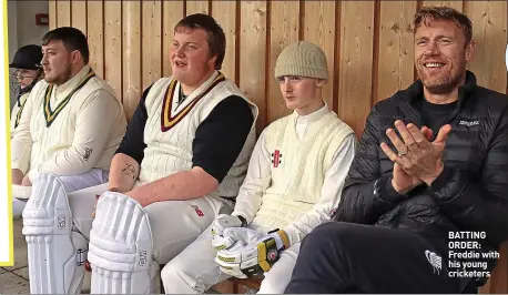  ?? ?? BATTING ORDER: Freddie with his young cricketers