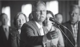  ?? File Photo/NWA Democrat-Gazette/CHARLIE KAIJO ?? Kermit Channell, executive director of Arkansas State Crime Laboratory speaks July 27 at the new Arkansas State Police headquarte­rs in Lowell. The state is opening a crime lab in Lowell next year and those involved with the judicial system hope it will shorten the turnaround for test results.