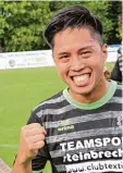  ?? Foto: Hieronymus Schneider ?? Van Tuan Pham hat gut lachen. Sein Kopfball zum 1:0 brach den Bann gegen Sonthofen II.