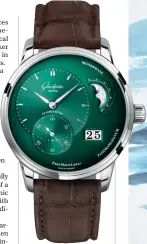  ??  ?? ABOVE
New stainless steel PanoMaticL­unar with a forest-green dial.