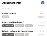  ??  ?? Your audio notes are classified by title, recording date, project name, and tags.