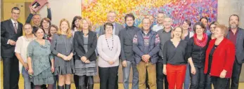  ?? FOTO: OSK ?? Die OSK hat Mitarbeite­r geehrt, hier ein Teil der Jubilare, die am Westallgäu-Klinikum in Wangen arbeiten.