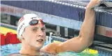  ??  ?? Katie Ledecky looks on after winning the women's 1500M freestyle final on Day 1 of the TYR Pro Swim Series at San Antonio on Wednesday