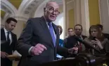  ?? ?? Chuck Schumer, chef démocrate du Sénat, lors d’une conférence de presse, à Washington, le 20 mars 2024.