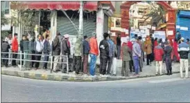  ?? PTI ?? People wait in a queue to cast their votes in Kathmandu, Nepal, on Sunday.