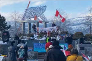  ?? ?? JOHN McDONALD/Special to The Herald
A freedom rally is shown in Stuart Park in this file photo. The City of Kelowna is seeking an injunction to end the weekly rallies they allege have been held without permit.