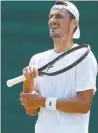  ??  ?? Bernard Tomic during his first-round win at Wimbledon this week.