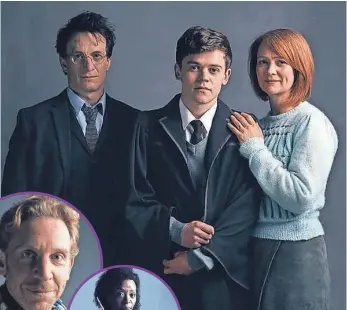  ?? PHOTOS BY CHARLIE GRAY, EPA ?? Jamie Parker (Harry Potter), Sam Clemmett (Harry’s son Albus) and Poppy Miller (Ginny) pick up the story with Paul Thornley (Ron Weasley) and Noma Dumezweni (Hermione).