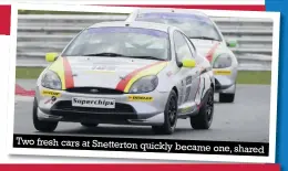  ??  ?? Two fresh cars at Snetterton quickly became one, shared