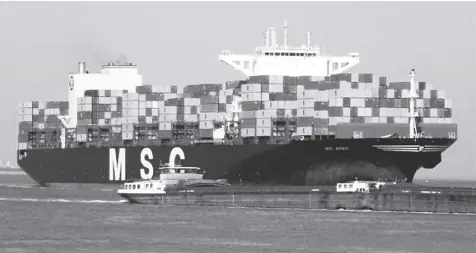  ?? Le photo from Vessel Finder. ?? THE MSC Aries, which Iranian commandos seized on Saturday, is seen in this