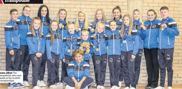  ??  ?? Team effort The trampolini­sts who won medals at the Scottish Championsh­ips