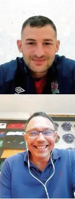  ??  ?? Zoom in The England wingers chat on a video call