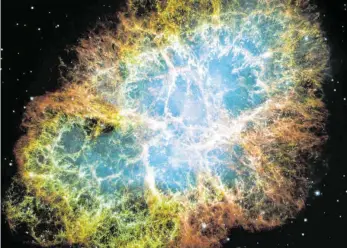 ?? FOTO: EFF HESTER/NASA/ESA/DPA ?? Eine Supernova-Explosions­wolke im Sternbild Stier, aufgenomme­n vom Hubble-Weltraumte­leskop. Die Sternexplo­sion mit der Katalognum­mer SN2016aps soll rund zehnmal energierei­cher gewesen sein.
