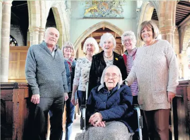  ??  ?? Margaret Harpin (front) celebrates her 100th birthday surrounded by friends at St. Andrews Parish Church in Kegworth. Margaret, who was a Second World War nurse, reached the milestone age on March 10.