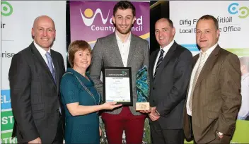  ??  ?? Robert Byrne of connectjob­s.com, winner of ther Best Business Idea, pictured with Tom Banville, head of LEO; Cllr Barbara-Anne Murphy, Paul Kehoe TD and Tom Enright, CE, Wexford County Council.