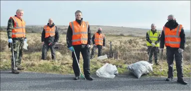  ?? (Photo: Katie Glavin) ?? Noel Hayes, Christy Fox, Ken Murphy, Finbar Quinn, Trevor Allen and Tommy Butler enjoyed good weather during the clean up organised near the Kilworth range.