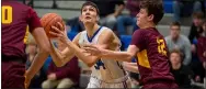  ?? AIMEE BIELOZER — FOR THE MORNING JOURNAL ?? Midview’s Jonny Manning eyes the basket Feb. 11against Avon Lake.