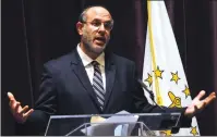  ?? Photo by Ernest A. Brown ?? Rhode Island Commerce Secretary Stefan Pryor speaks during a weekly briefing at Veterans Memorial Auditorium Thursday.