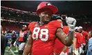  ?? ?? Georgia defensive lineman Jalen Carter celebrates after a the Bulldogs’ win over the LSU Tigers in the SEC championsh­ip game in December 2022. Photograph: Brett Davis/ USA Today Sports