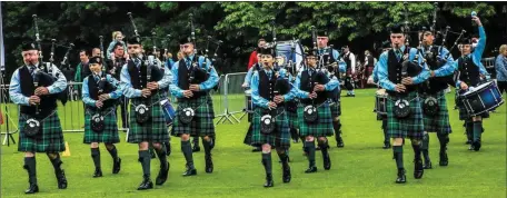  ??  ?? The renowned Cullen Pipe Band, who won 1st and 3rd prizes at the recent South of Ireland Band Championsh­ips