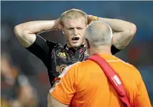  ?? GETTY IMAGES ?? Sam McNichol receives attention from a trainer during a match for the Chiefs against the Crusaders last year.