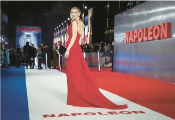  ?? SCOTT GARFITT/INVISION ?? Vanessa Kirby, who stars as Joséphine, arrives Nov. 15 at a film premiere for “Napoleon” in London.