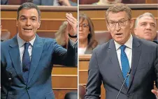  ?? ?? Pedro Sánchez y Alberto Núñez Feijóo intercambi­aron acusacione­s ayer en el Congreso.