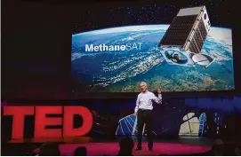  ?? Environmen­tal Defense Fund ?? Fred Kupp, president of the Environmen­tal Defense Fund, speaks in 2018 about MethaneSAT, which launched last week to track methane released anywhere.