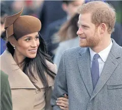  ??  ?? PRINCESS CHARMING: Britain’s Prince Harry and his fiancee Meghan Markle attend the traditiona­l Christmas Day service at St Mary Magdalene Church in Sandringha­m, England.
