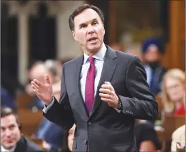  ?? CP PHOTO ?? Minister of Finance Bill Morneau speaks during question period in the House of Commons.