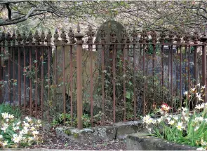  ??  ?? Above left: A rustic path walk. Above right: Blossoms in Spring. Above middle right; Flowers bloom beside toombstone­s.