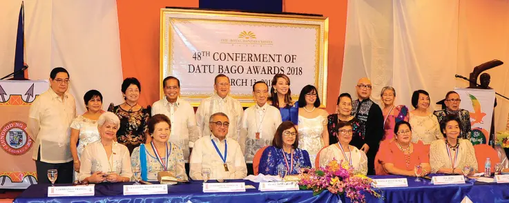  ??  ?? THE CONFERMENT of the Datu Bago Awards 2018 at the Royal Mandaya Hotel. File Photo