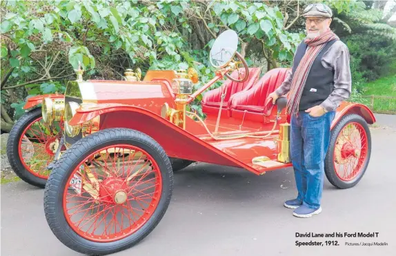  ?? Pictures / Jacqui Madelin ?? David Lane and his Ford Model T Speedster, 1912.